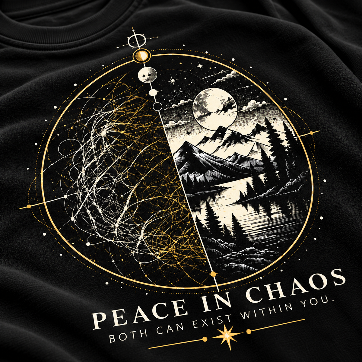 Peace in Chaos Mandala Classic Crew T-Shirt