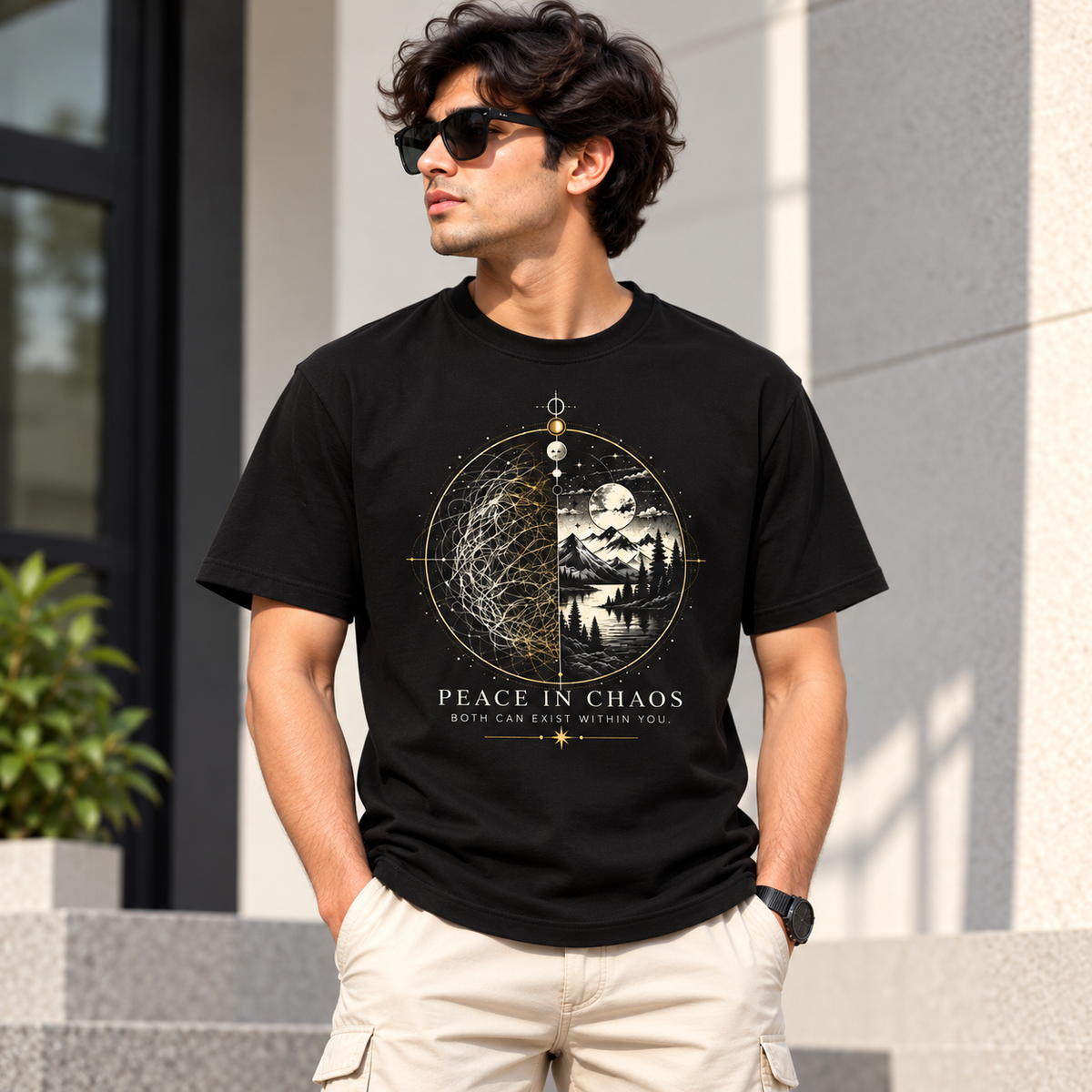 Peace in Chaos Mandala Classic Crew T-Shirt