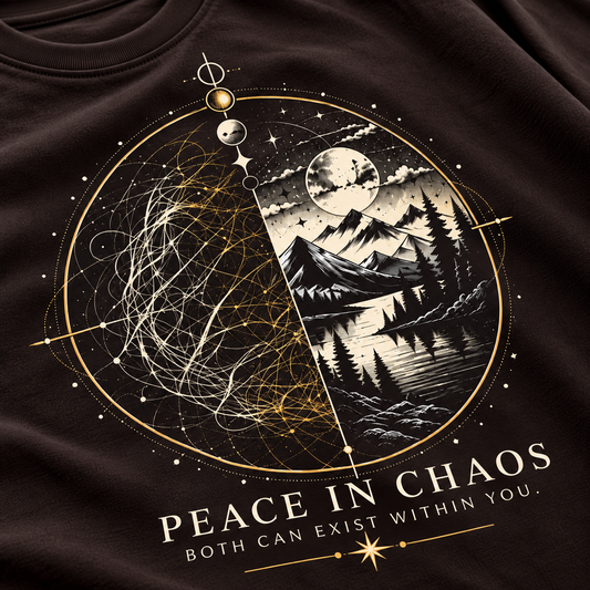 Peace in Chaos Mandala Coffee Brown Classic Crew T-Shirt