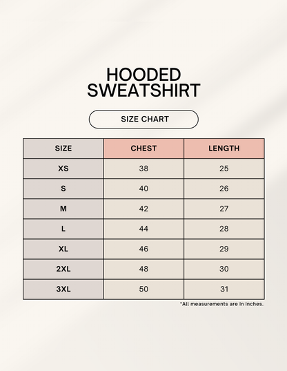 Hoodie size chart