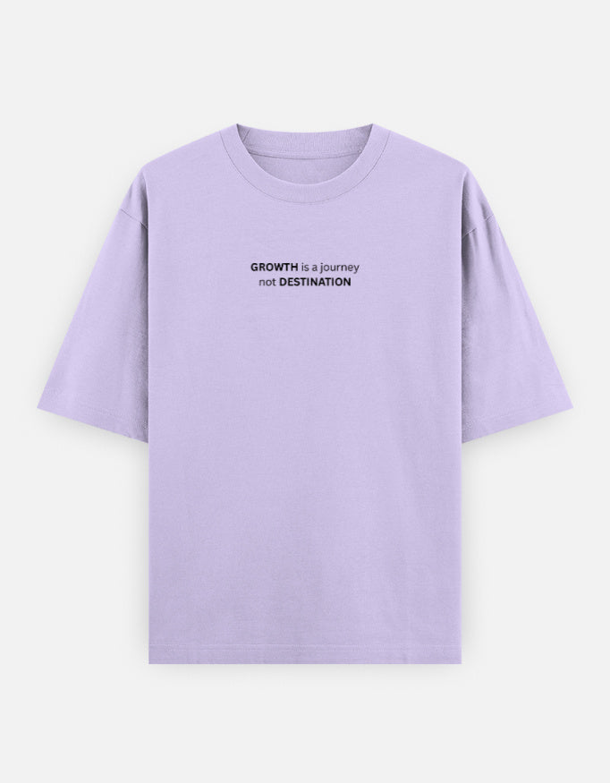 Front view of the lavender GROWTH unisex oversized T-shirt