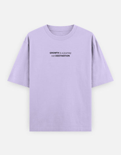 Front view of the lavender GROWTH unisex oversized T-shirt